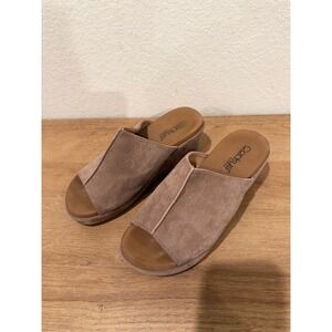 Corky's Here for it Women's Slip On Wedge Slide Sandals Lt. Gray Suede Size 8